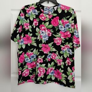 Tan Jay Floral Women's Top - Black, Pink, Green
